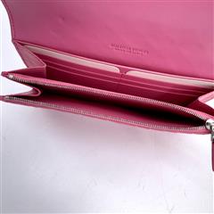 Bottega Veneta Intrecciato Woven Continental Pink Wallet